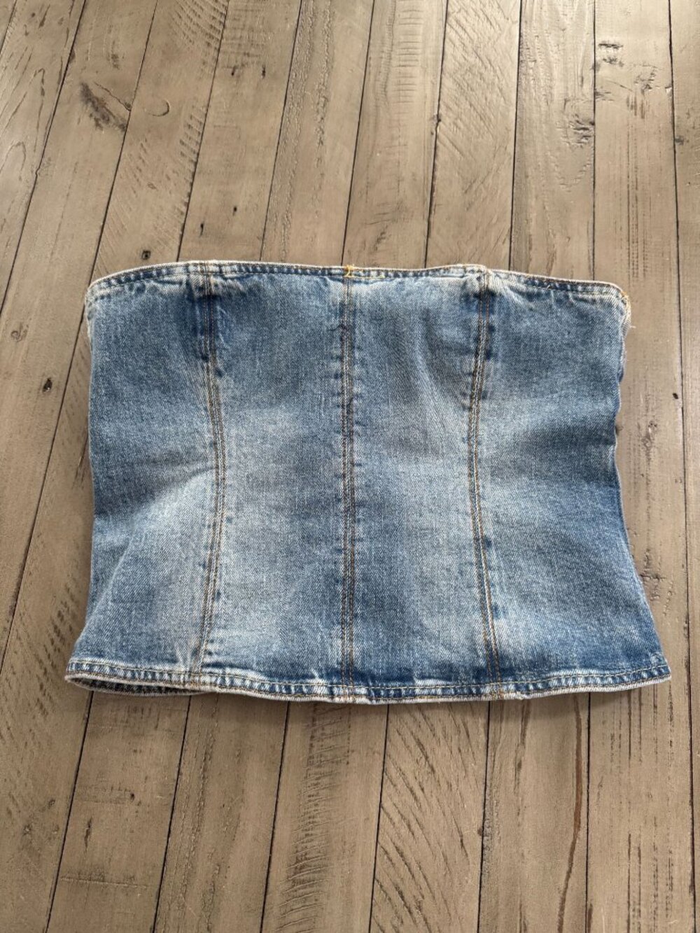 ZARA ZW Denim Strapless Bustier Top Blue Size Small
